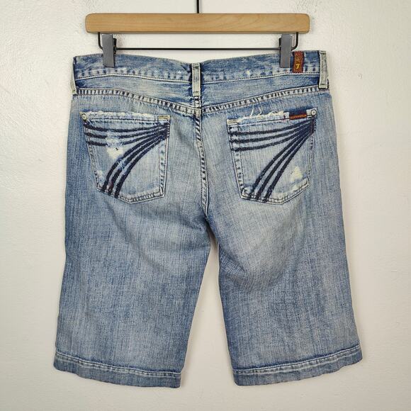 Vintage Y2K 7 For All Mankind‎ Dojo Shorts Womens 29 Bermuda Mid-Thigh Preppy - Picture 1 of 8